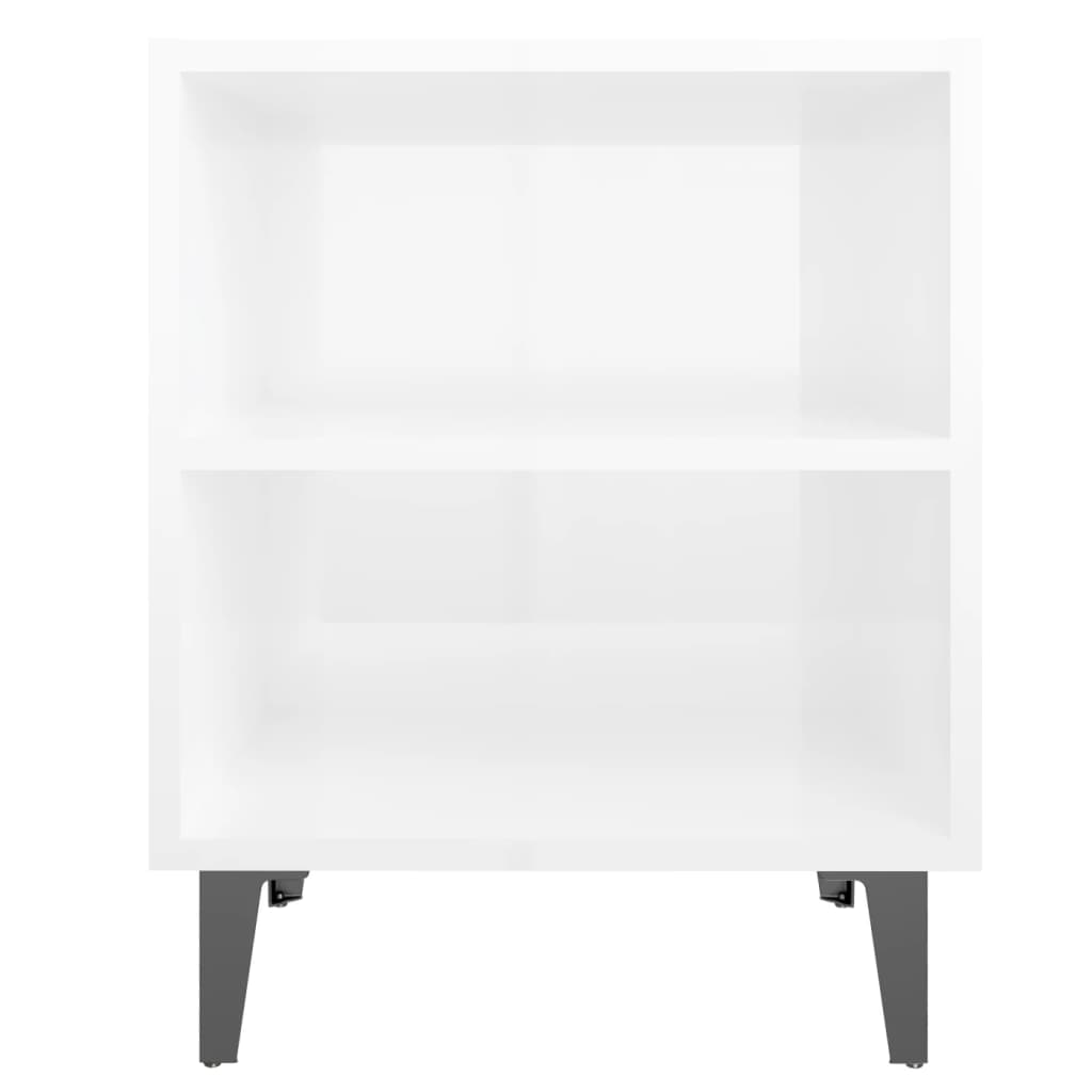 Tables de chevet pieds en métal 2 pcs blanc brillant 40x30x50cm Tables de chevet vidaXL   