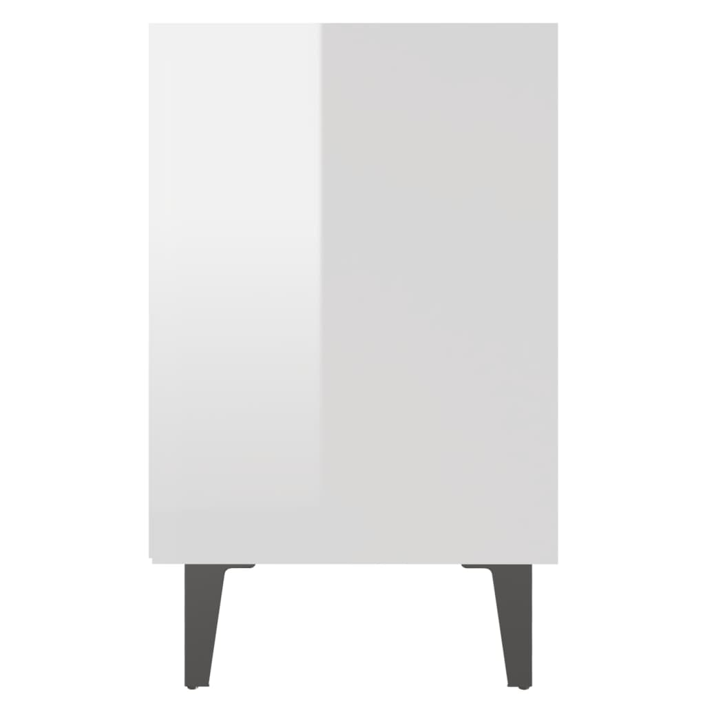 Tables de chevet pieds en métal 2 pcs blanc brillant 40x30x50cm Tables de chevet vidaXL   