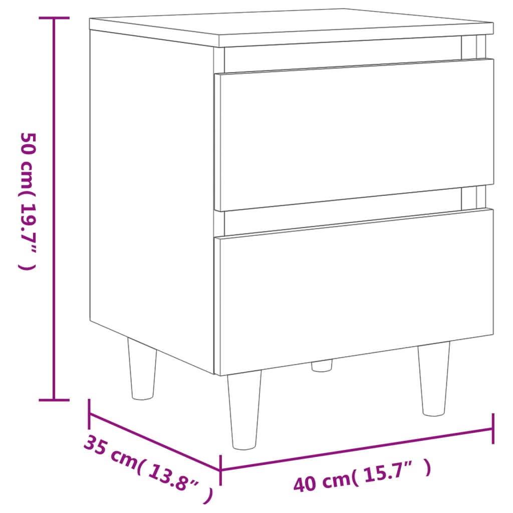 Table de chevet avec pieds en pin Chêne sonoma 40x35x50 cm Tables de chevet vidaXL   