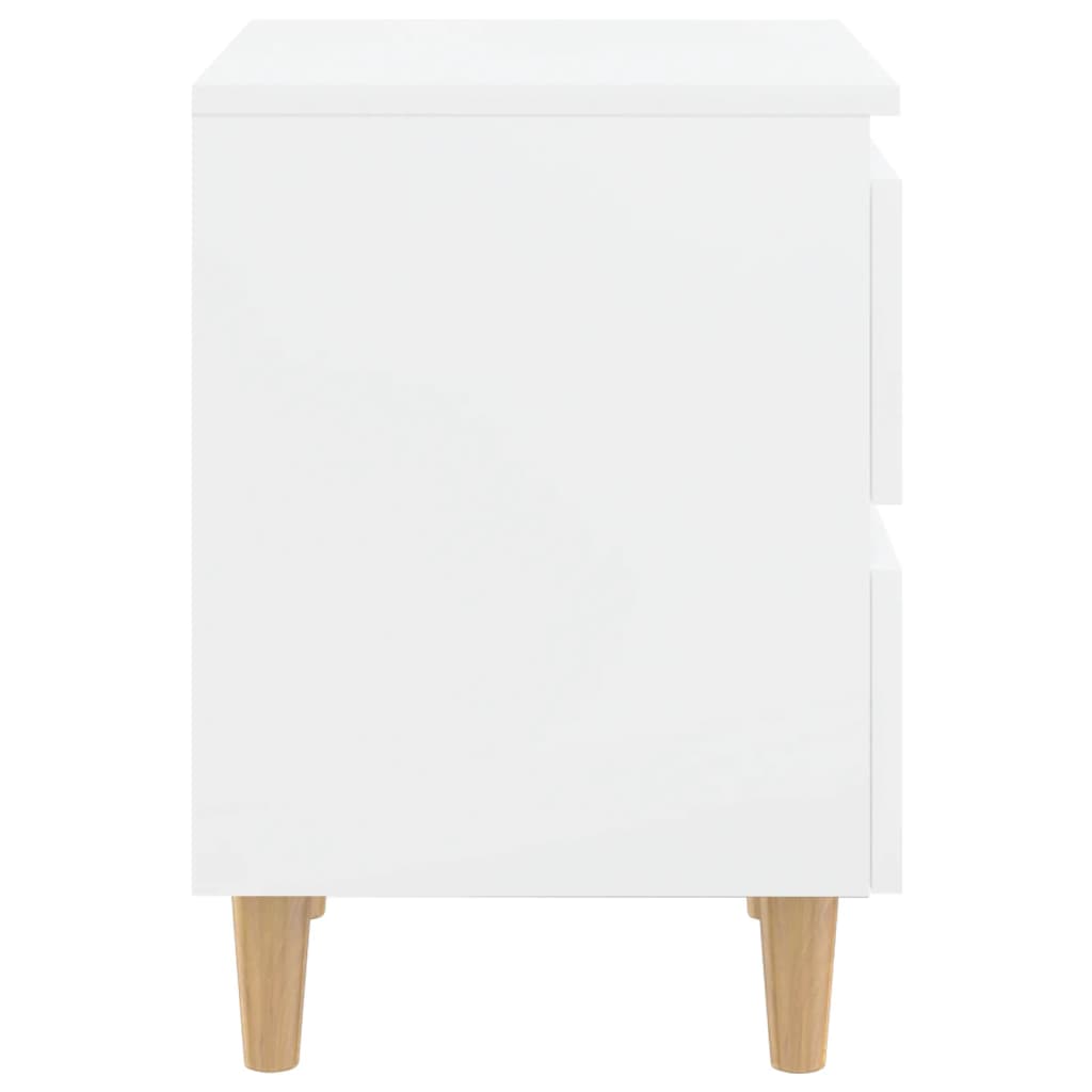 Table de chevet avec pieds en pin Blanc brillant 40x35x50 cm Tables de chevet vidaXL   