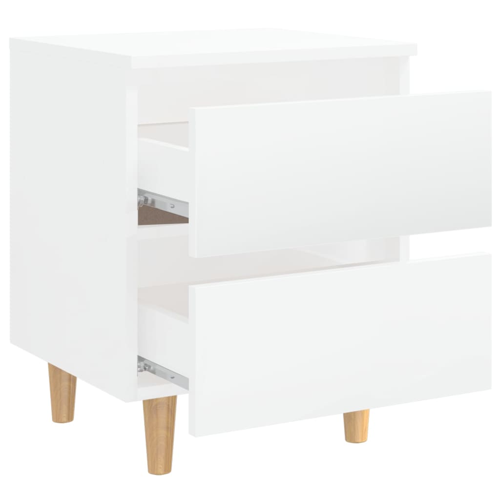 Table de chevet avec pieds en pin Blanc brillant 40x35x50 cm Tables de chevet vidaXL   