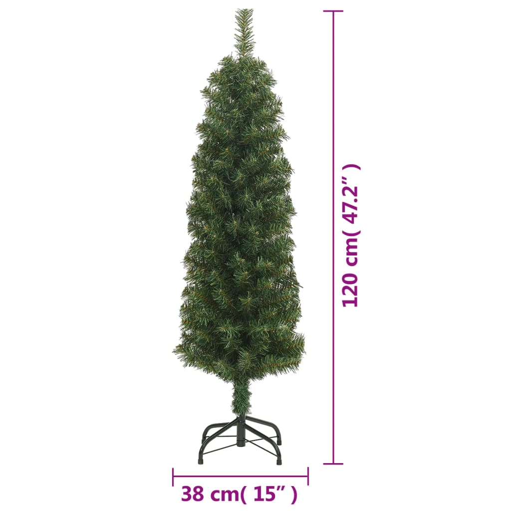 Sapin de Noël artificiel mince avec support vert 120 cm PVC - Xios Store SNC