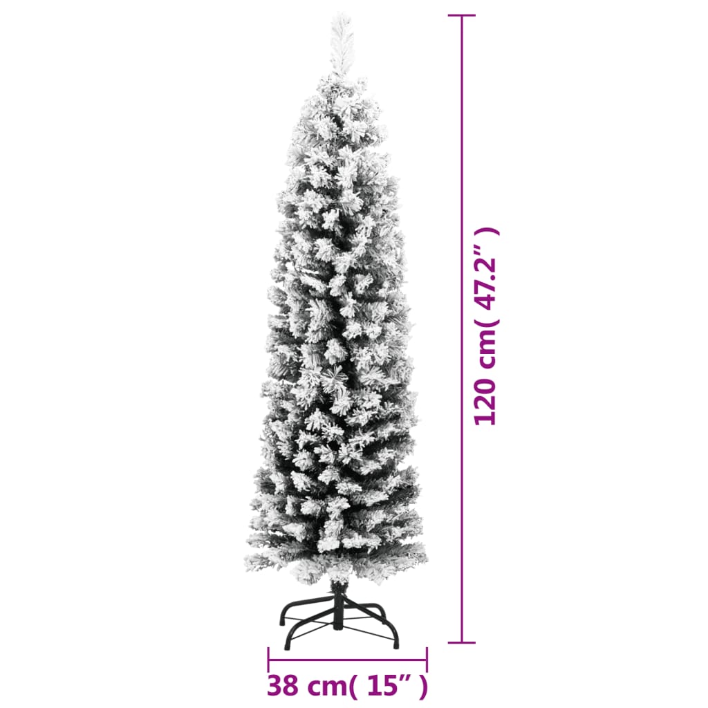 Sapin de Noël artificiel mince flocon de neige vert 120 cm PVC - Xios Store SNC