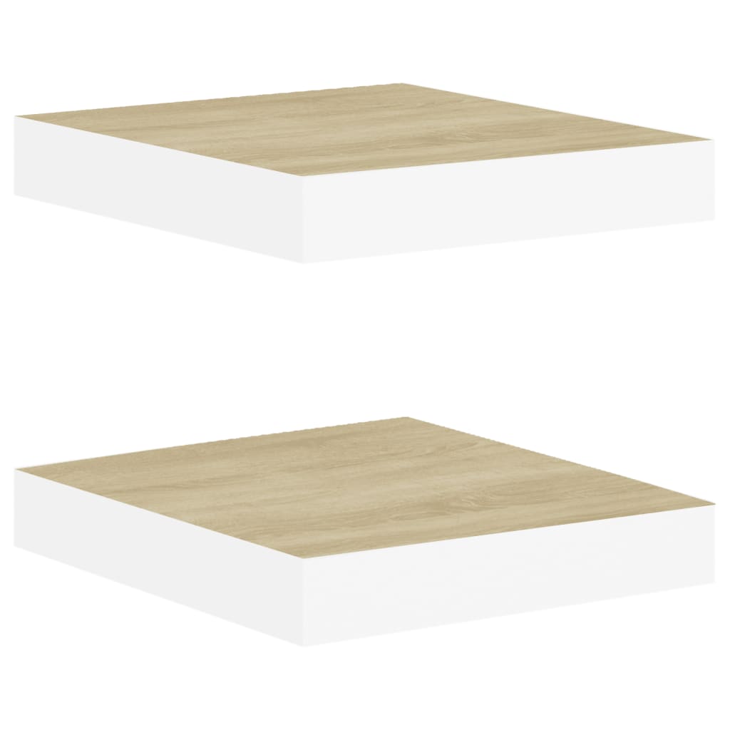 Étagères murales 2 pcs Chêne et blanc 23x23,5x3,8 cm MDF Étagères murales & corniches vidaXL   