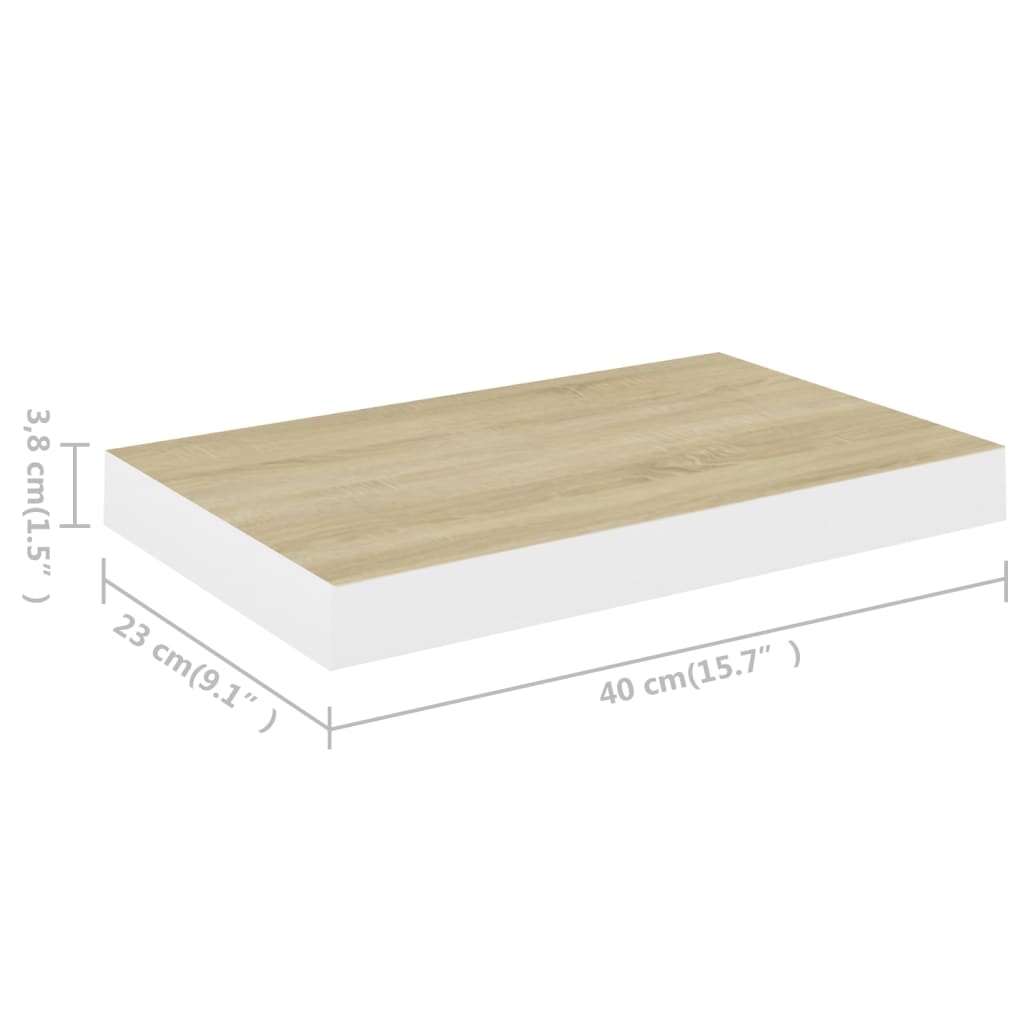 Étagère murale flottante Chêne et blanc 40x23x3,8 cm MDF Étagères murales & corniches vidaXL   