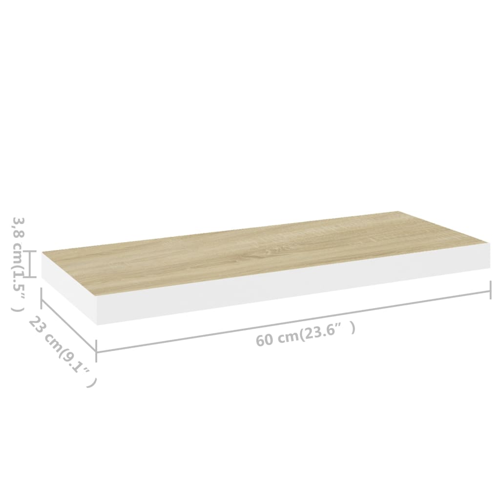 Étagère murale flottante chêne et blanc 60x23,5x3,8 cm MDF Étagères murales & corniches vidaXL   