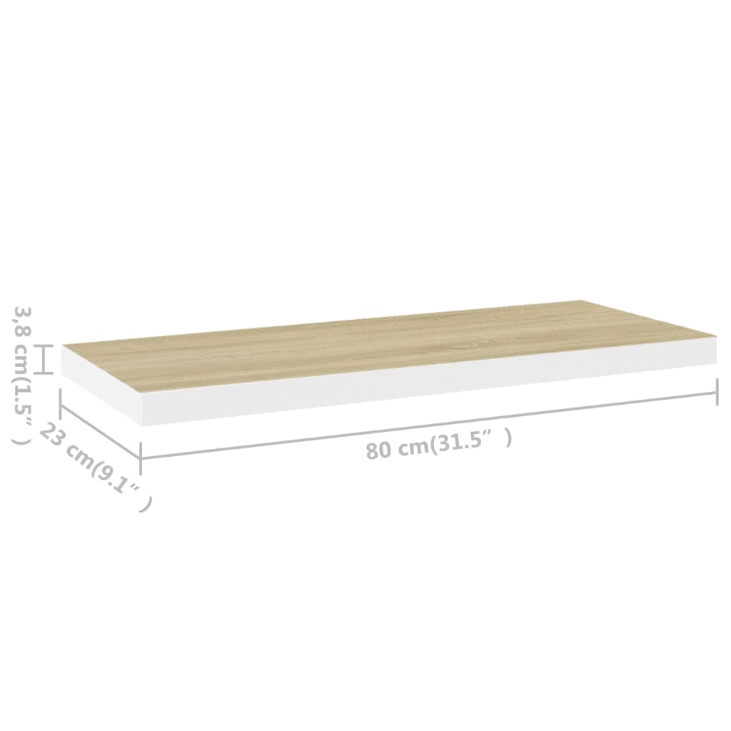 Étagère flottante murale chêne et blanc 80x23,5x3,8 cm MDF Étagères murales & corniches vidaXL   