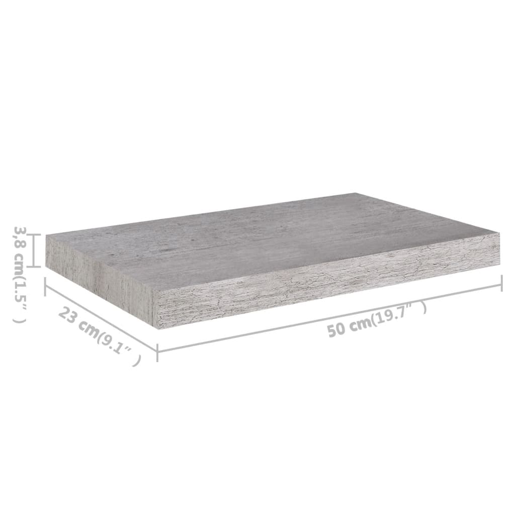 Étagère murale flottante gris béton 50x23x3,8 cm MDF Étagères murales & corniches vidaXL   