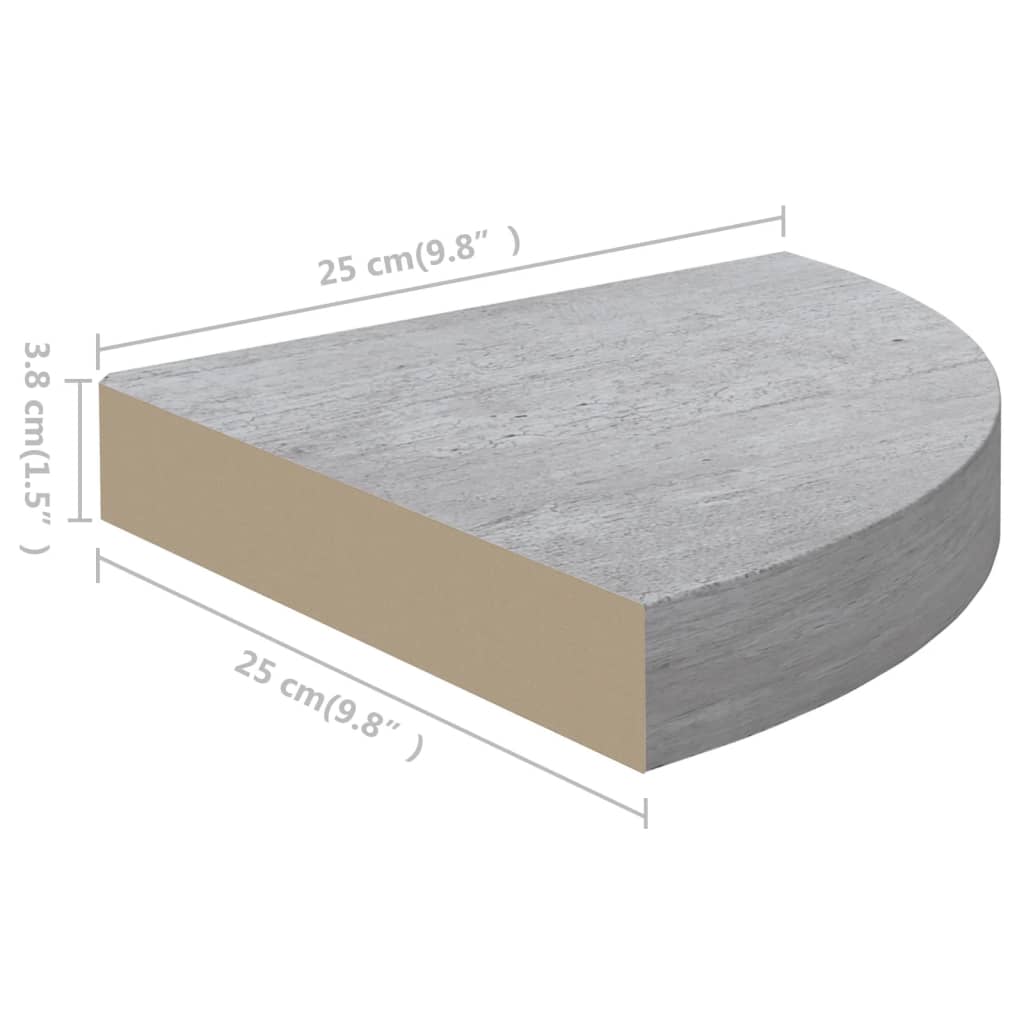 Étagères d'angle murales 2 pcs Gris béton 25x25x3,8 cm MDF Étagères murales & corniches vidaXL   