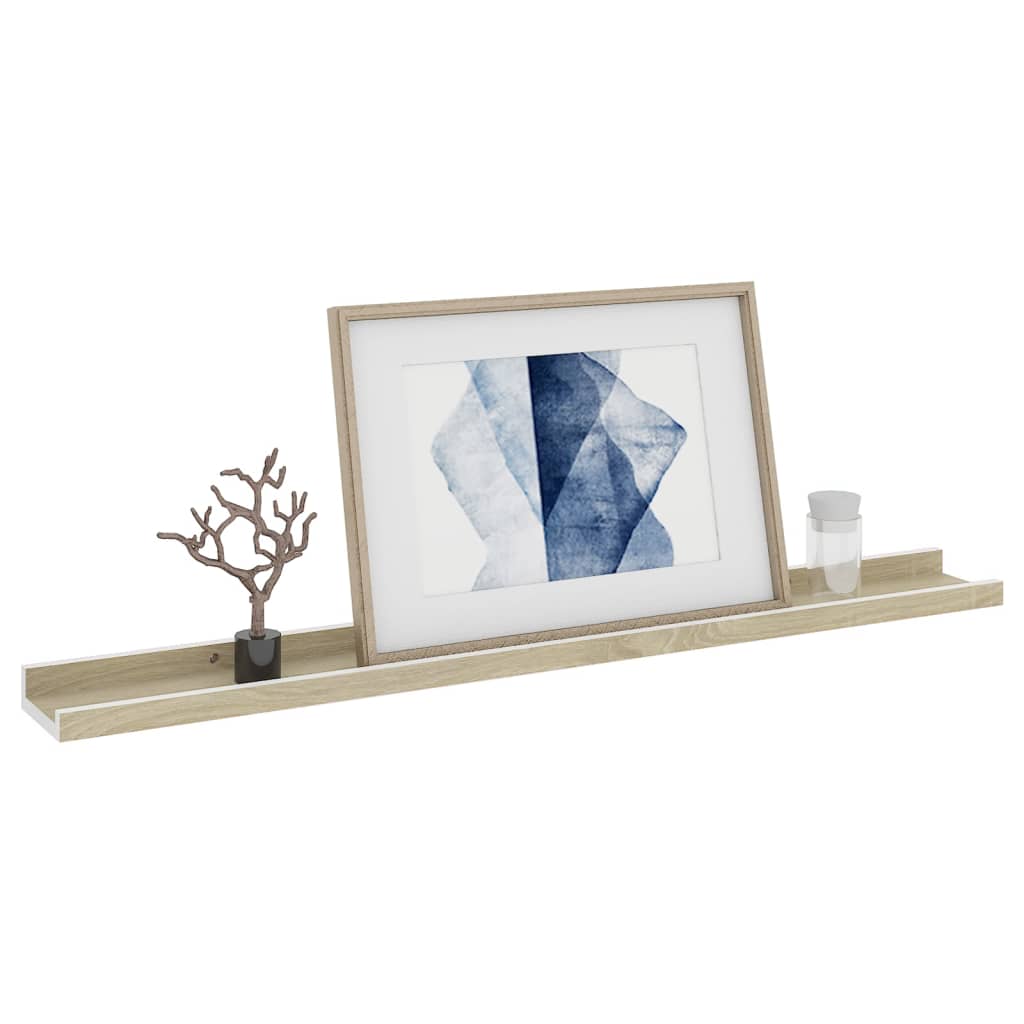 Étagères murales 2 pcs blanc et chêne sonoma 80x9x3 cm - Xios Store SNC