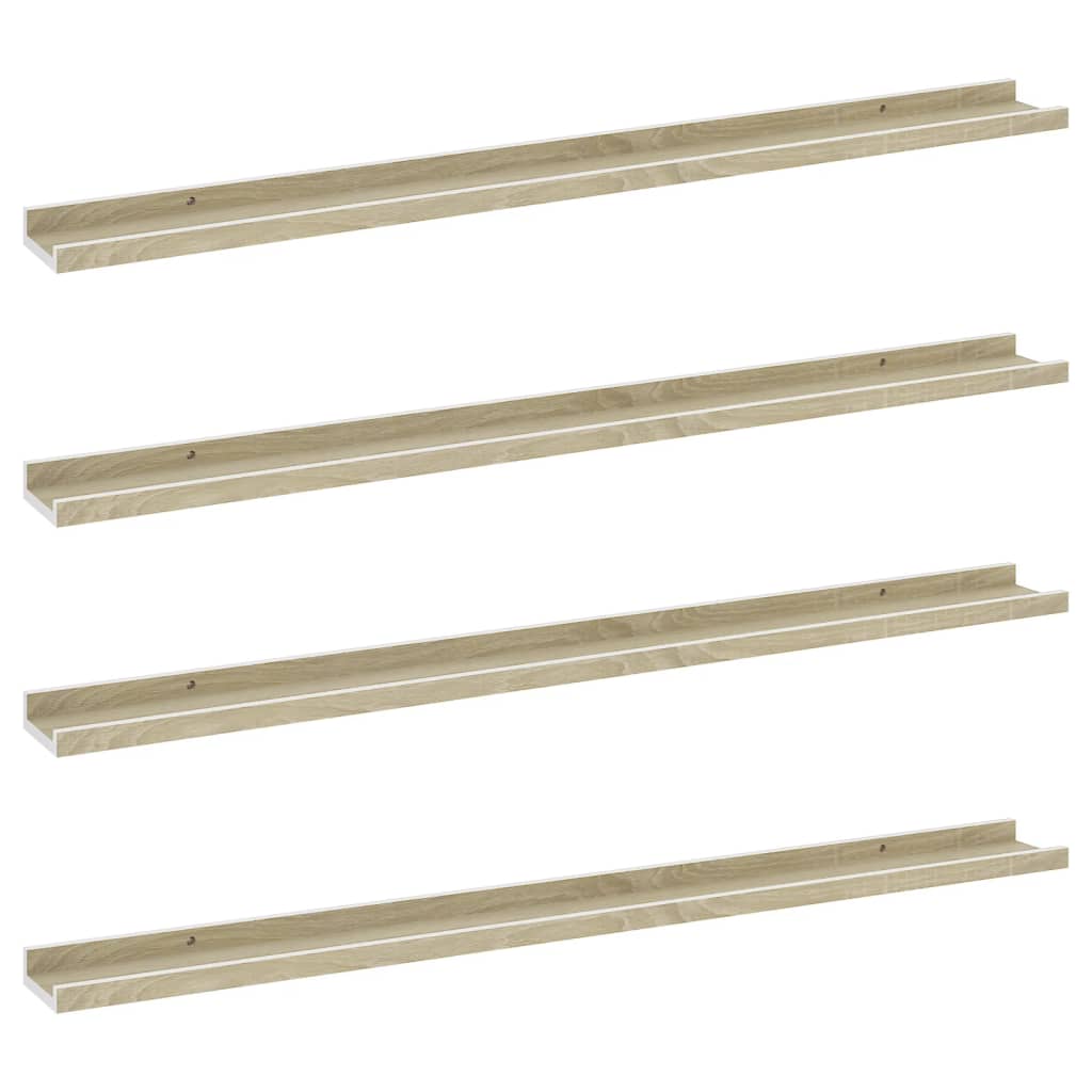 Étagères murales 4 pcs blanc et chêne sonoma 100x9x3 cm - Xios Store SNC