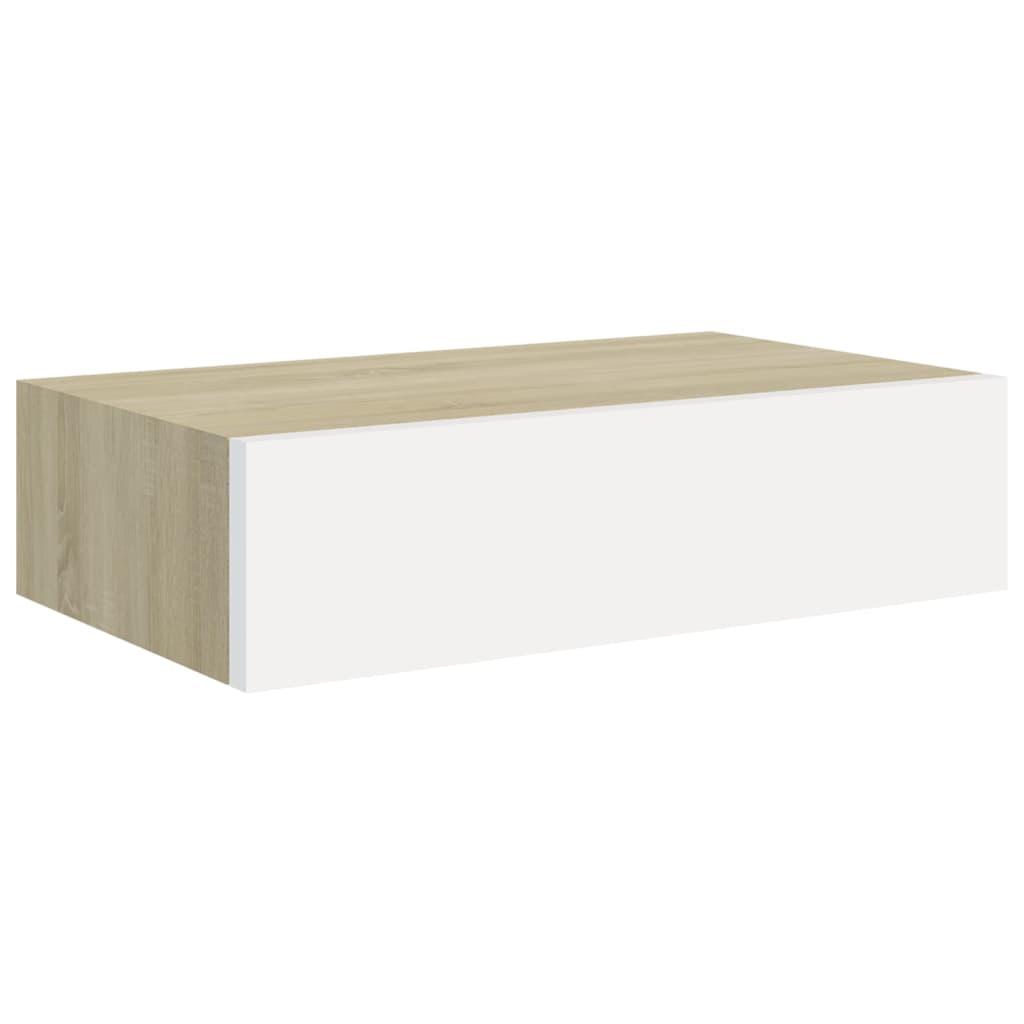 Étagères à tiroir murales 2 pcs Chêne et blanc 40x23,5x10cm MDF - Xios Store SNC