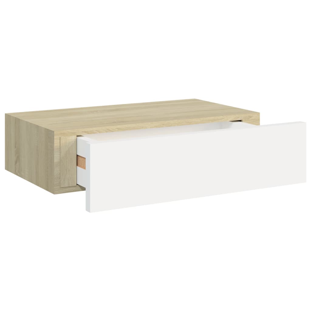 Étagères à tiroir murales 2 pcs Chêne et blanc 40x23,5x10cm MDF - Xios Store SNC