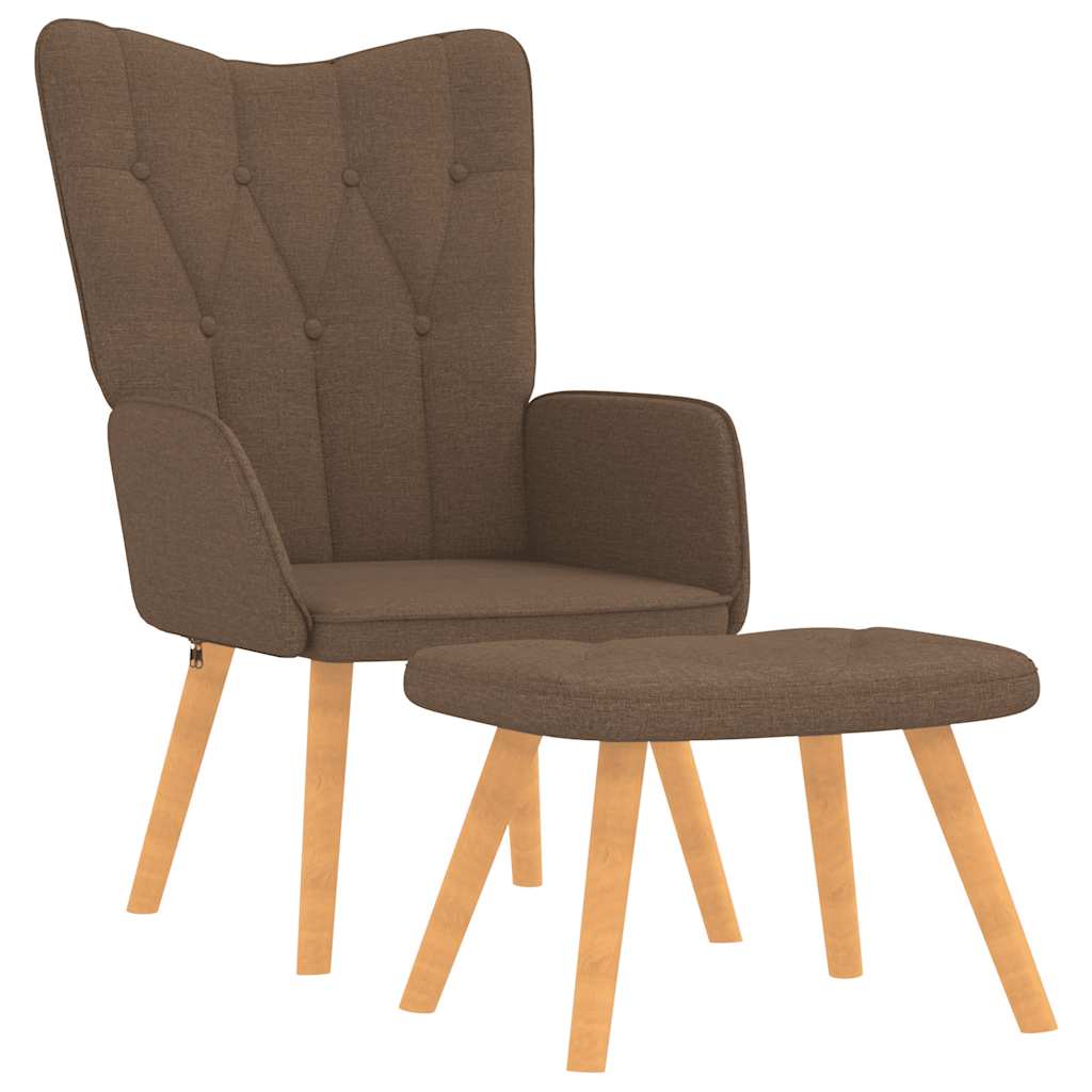 Chaise de relaxation avec tabouret Marron Tissu Fauteuils vidaXL   