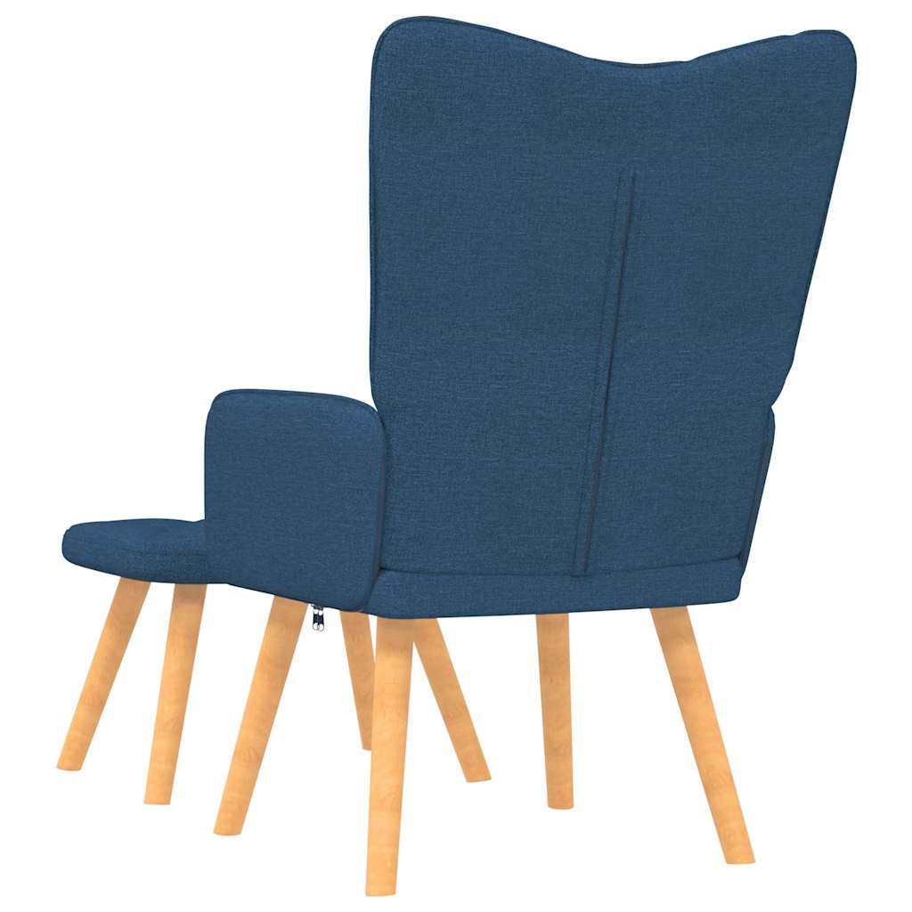 Chaise de relaxation avec tabouret Bleu Tissu Fauteuils vidaXL   