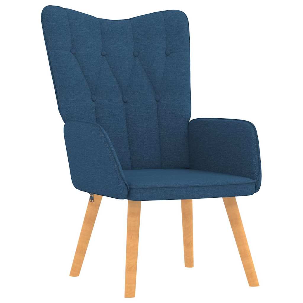 Chaise de relaxation avec tabouret Bleu Tissu Fauteuils vidaXL   