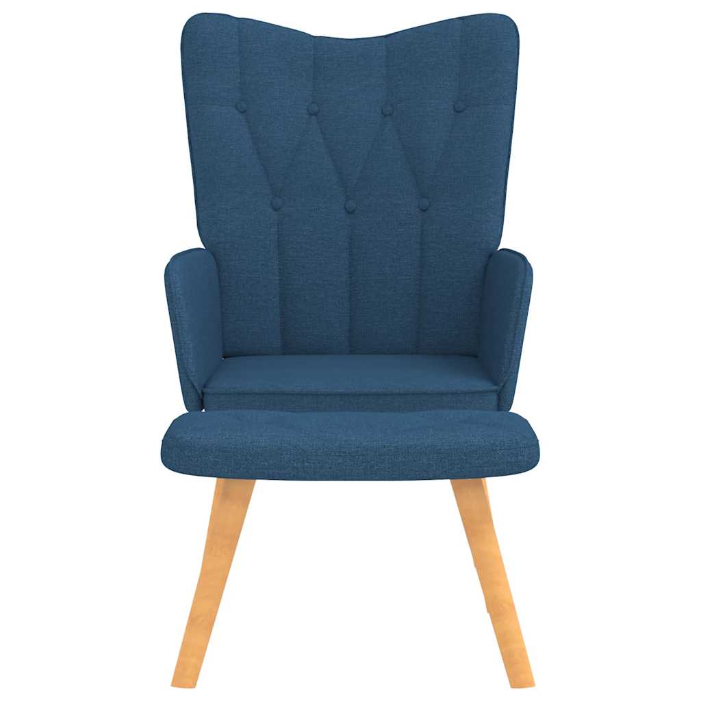 Chaise de relaxation avec tabouret Bleu Tissu Fauteuils vidaXL   