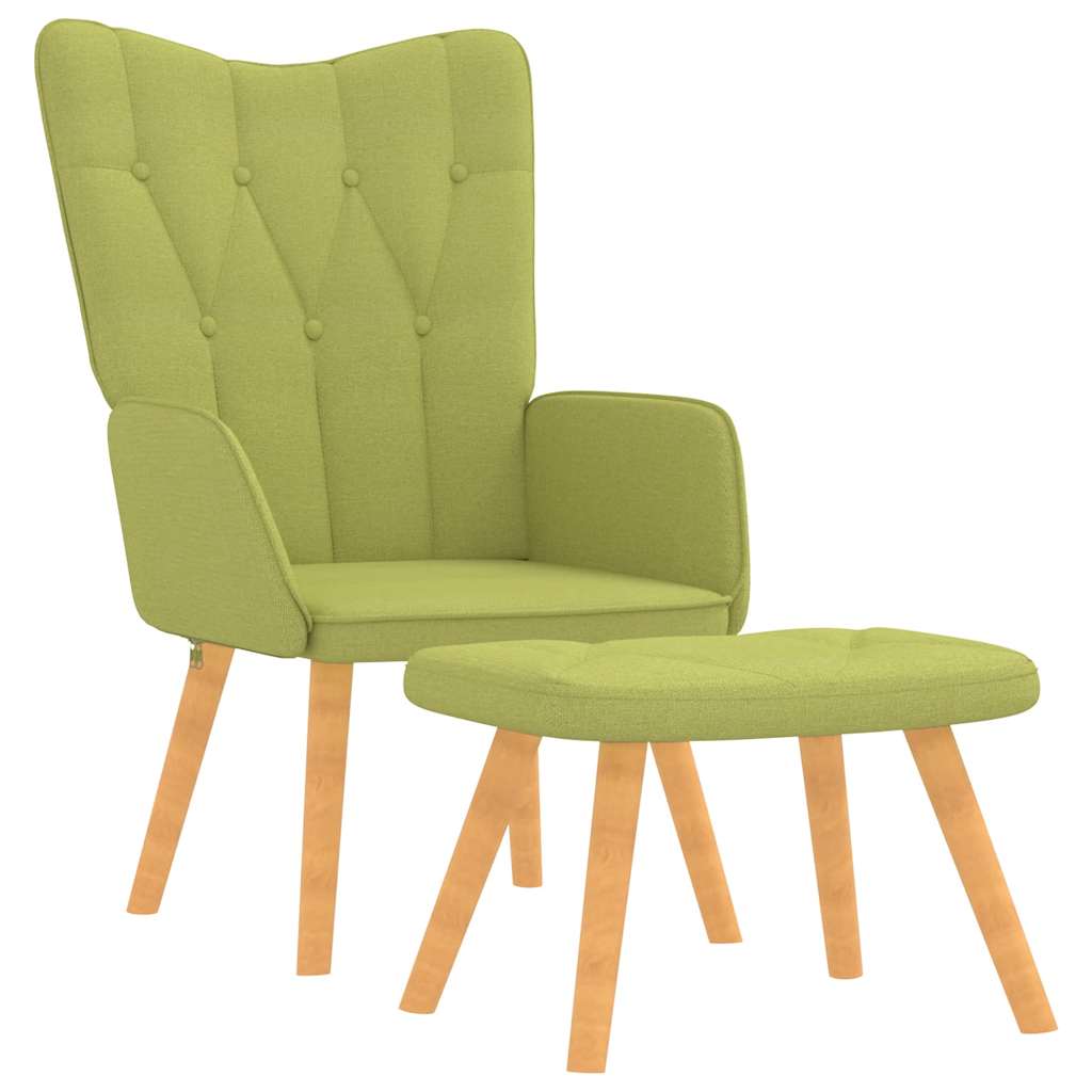 Chaise de relaxation avec tabouret Vert Tissu Fauteuils vidaXL   