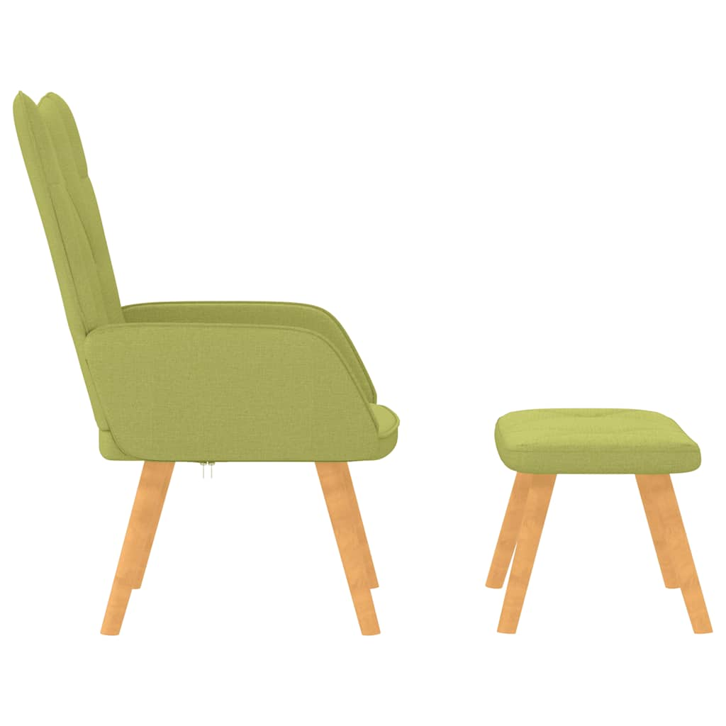 Chaise de relaxation avec tabouret Vert Tissu Fauteuils vidaXL   