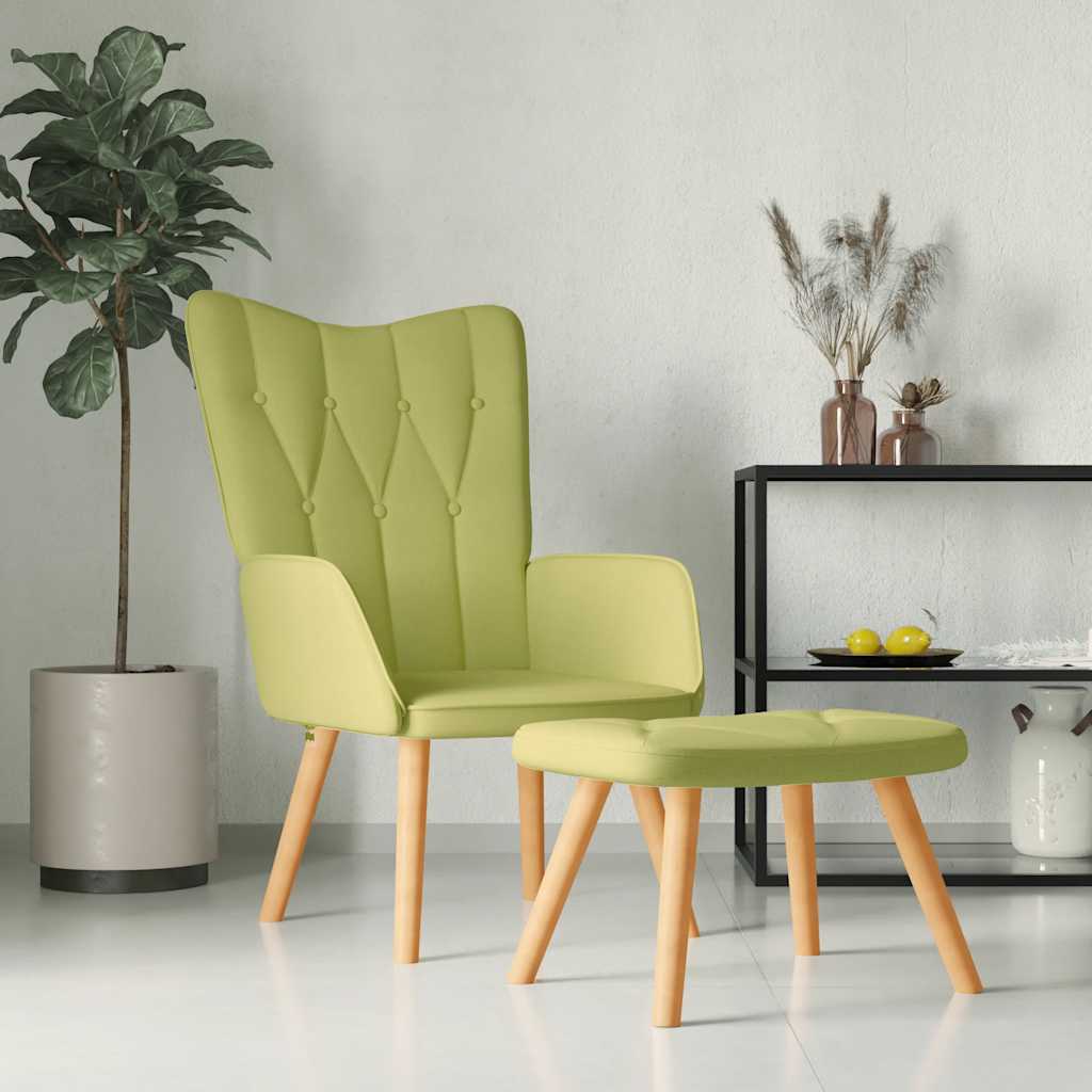 Chaise de relaxation avec tabouret Vert Tissu Fauteuils vidaXL   