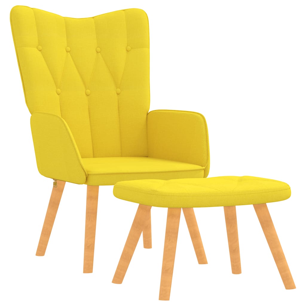 Chaise de relaxation avec tabouret Jaune moutarde Tissu Fauteuils vidaXL   