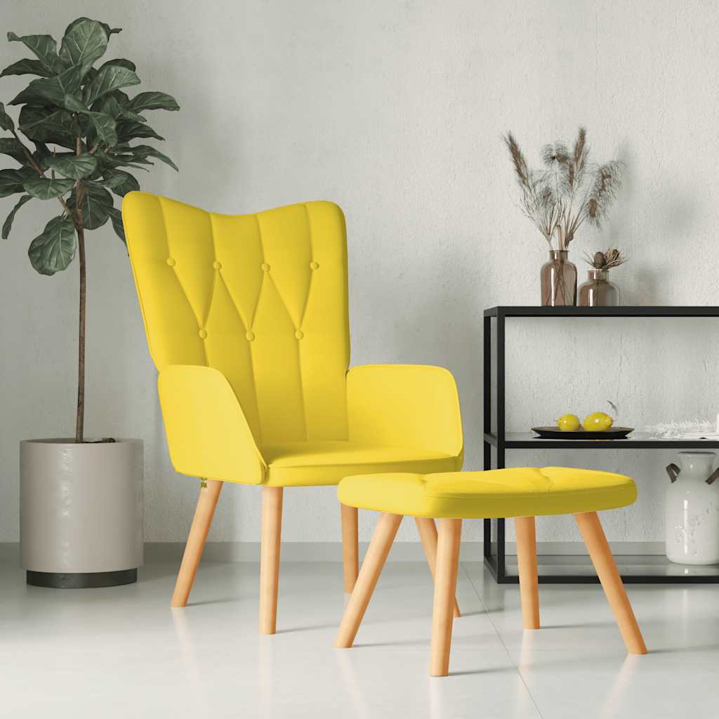 Chaise de relaxation avec tabouret Jaune moutarde Tissu Fauteuils vidaXL   