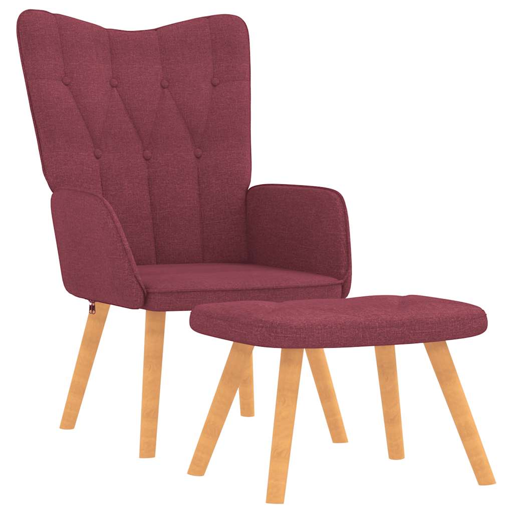 Chaise de relaxation avec tabouret Rouge bordeaux Tissu Fauteuils vidaXL   