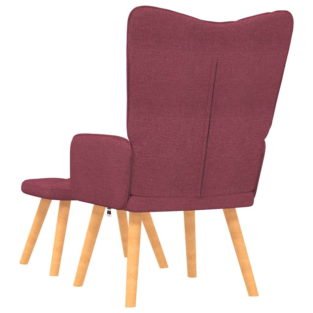 Chaise de relaxation avec tabouret Rouge bordeaux Tissu Fauteuils vidaXL   