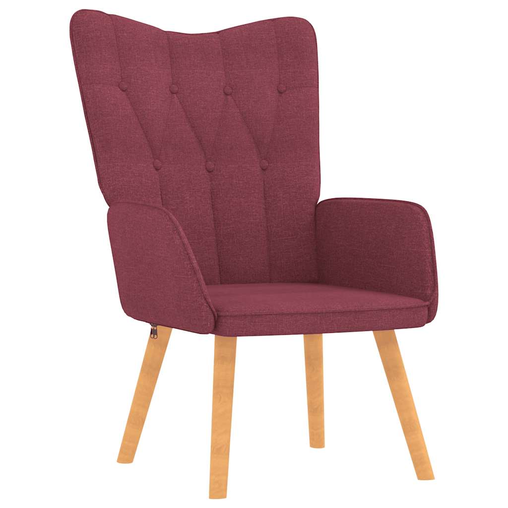 Chaise de relaxation avec tabouret Rouge bordeaux Tissu Fauteuils vidaXL   