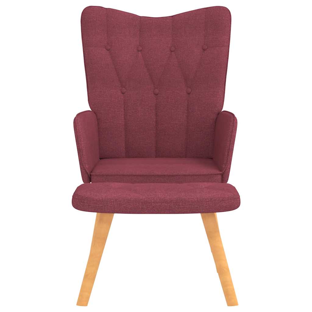 Chaise de relaxation avec tabouret Rouge bordeaux Tissu Fauteuils vidaXL   