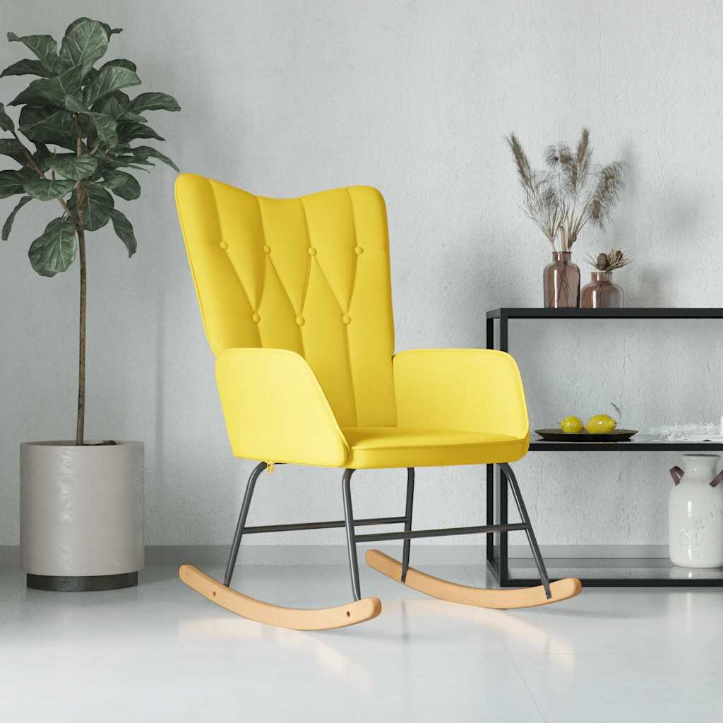 Chaise à bascule Jaune moutarde Tissu Fauteuils à bascule vidaXL   