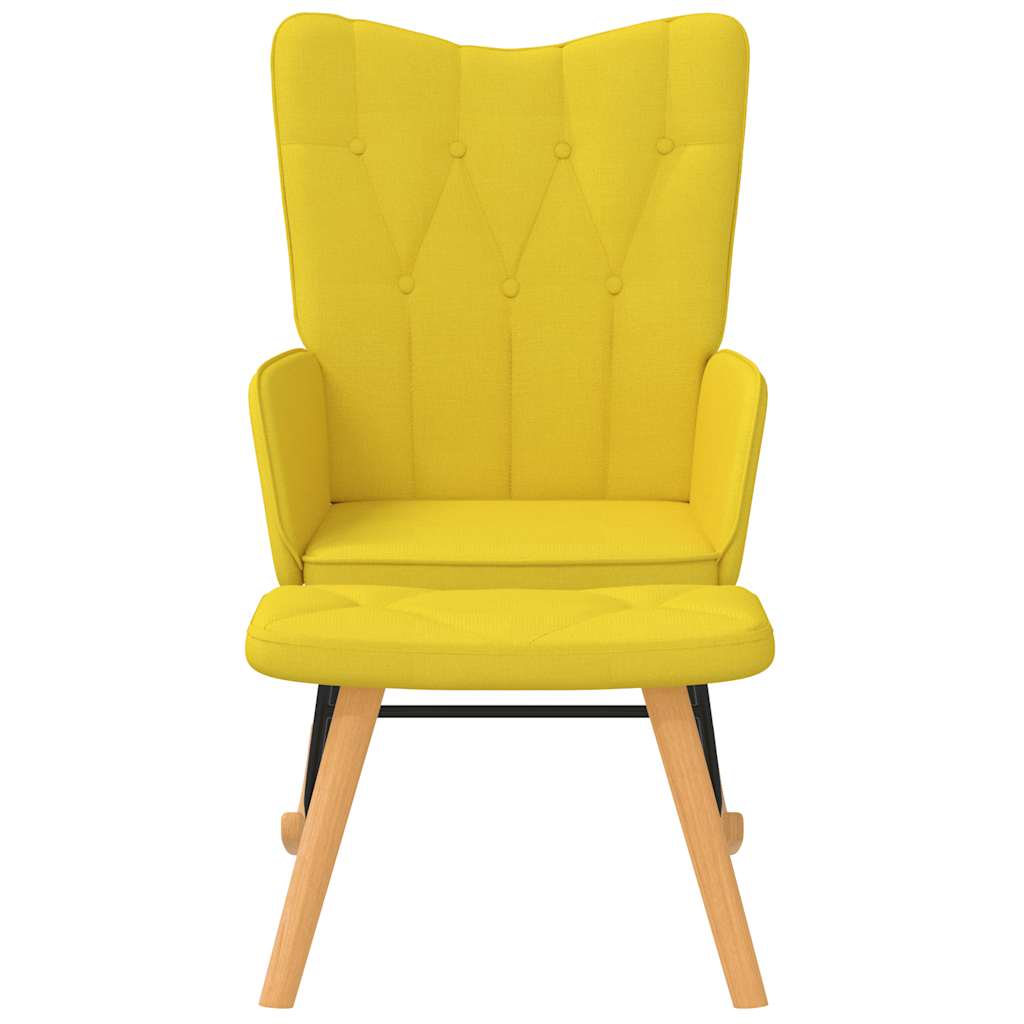 Chaise à bascule avec tabouret Jaune moutarde Tissu Fauteuils à bascule vidaXL   