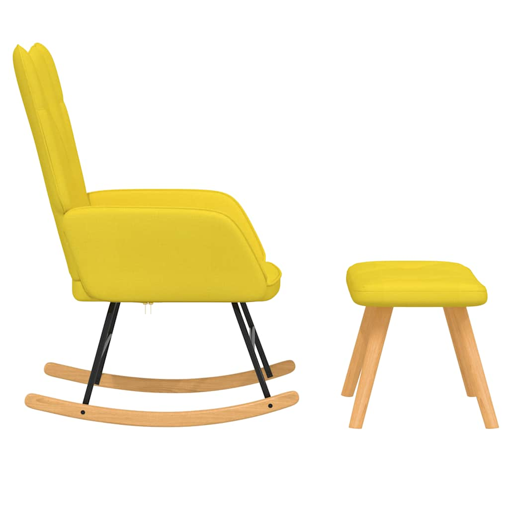 Chaise à bascule avec tabouret Jaune moutarde Tissu Fauteuils à bascule vidaXL   