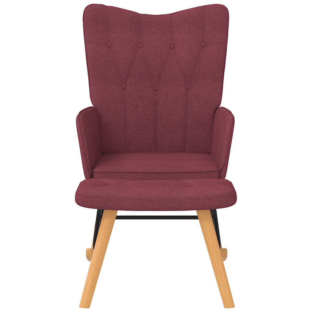 Chaise à bascule avec tabouret Rouge bordeaux Tissu Fauteuils à bascule vidaXL   