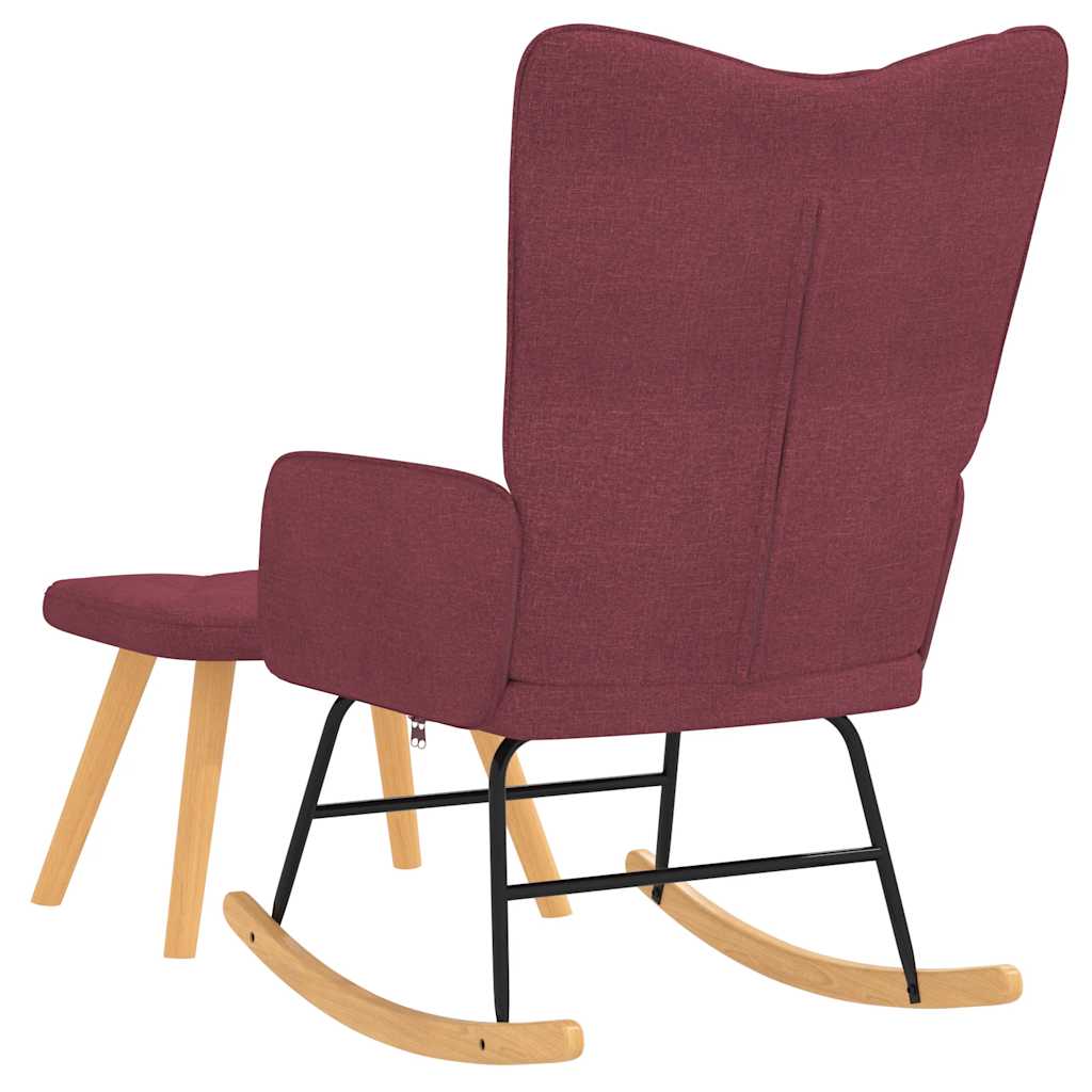 Chaise à bascule avec tabouret Rouge bordeaux Tissu Fauteuils à bascule vidaXL   