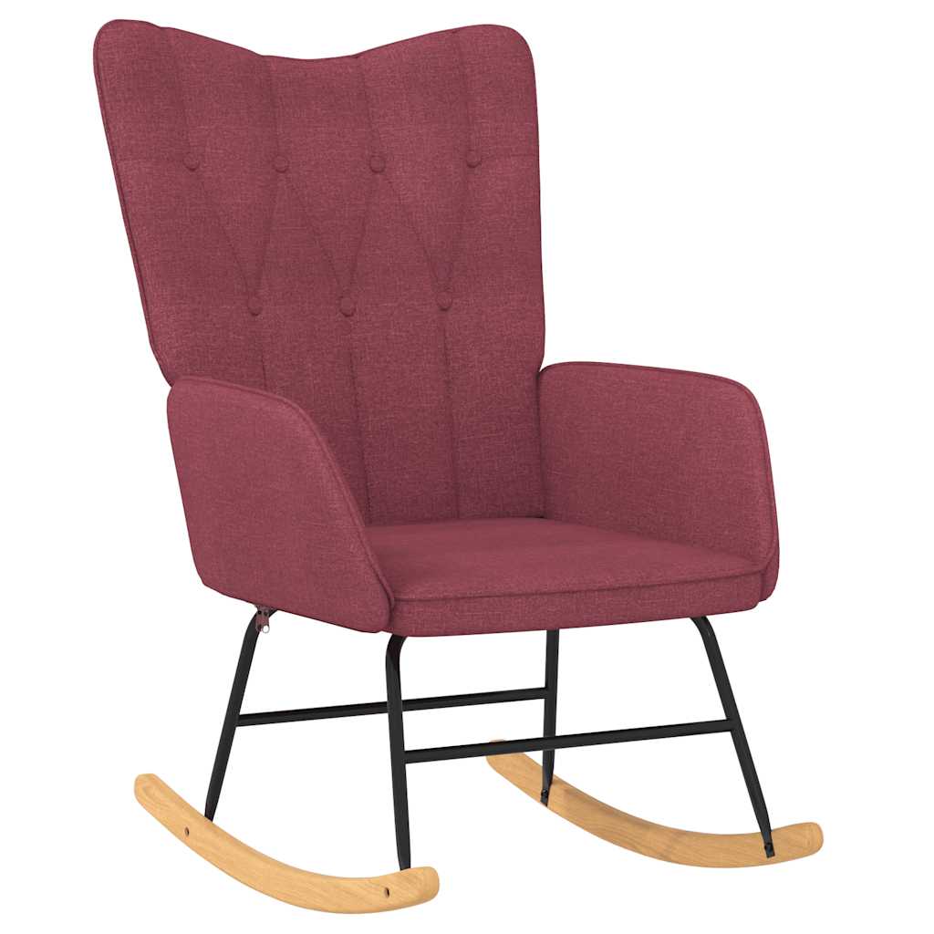 Chaise à bascule avec tabouret Rouge bordeaux Tissu Fauteuils à bascule vidaXL   