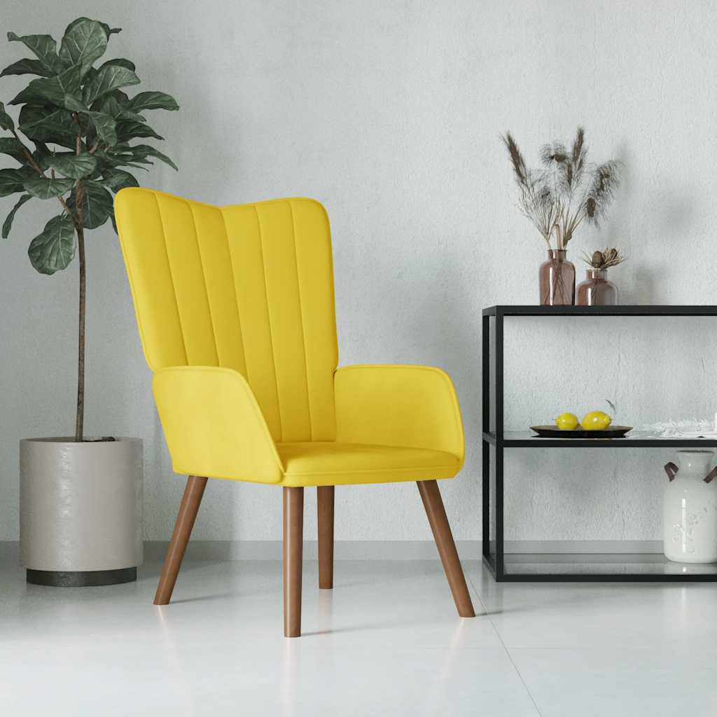 Chaise de relaxation Jaune moutarde Velours Fauteuils vidaXL   