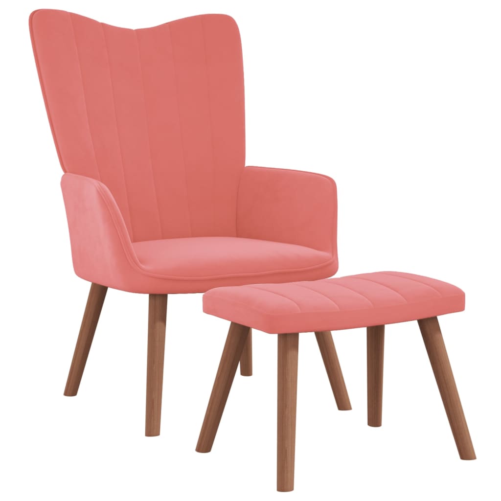 Chaise de relaxation avec repose-pied Rose Velours Fauteuils vidaXL   