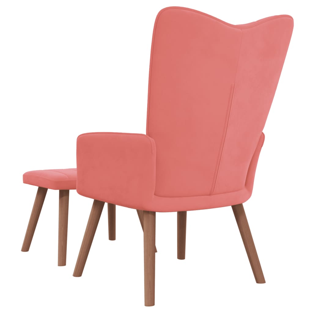 Chaise de relaxation avec repose-pied Rose Velours Fauteuils vidaXL   