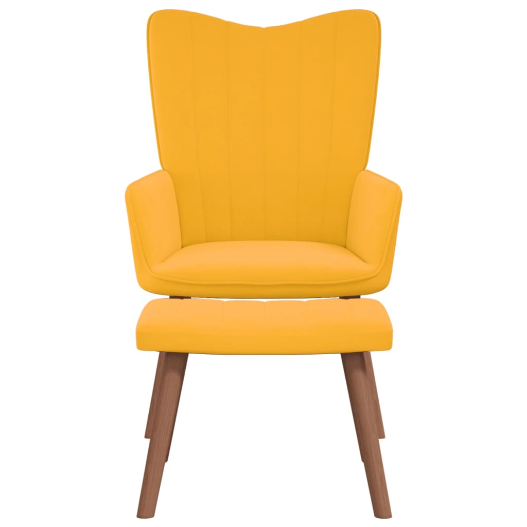 Chaise de relaxation avec repose-pied Jaune moutarde Velours Fauteuils vidaXL   