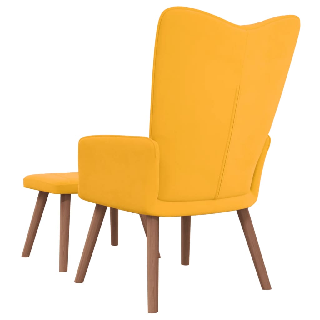 Chaise de relaxation avec repose-pied Jaune moutarde Velours Fauteuils vidaXL   