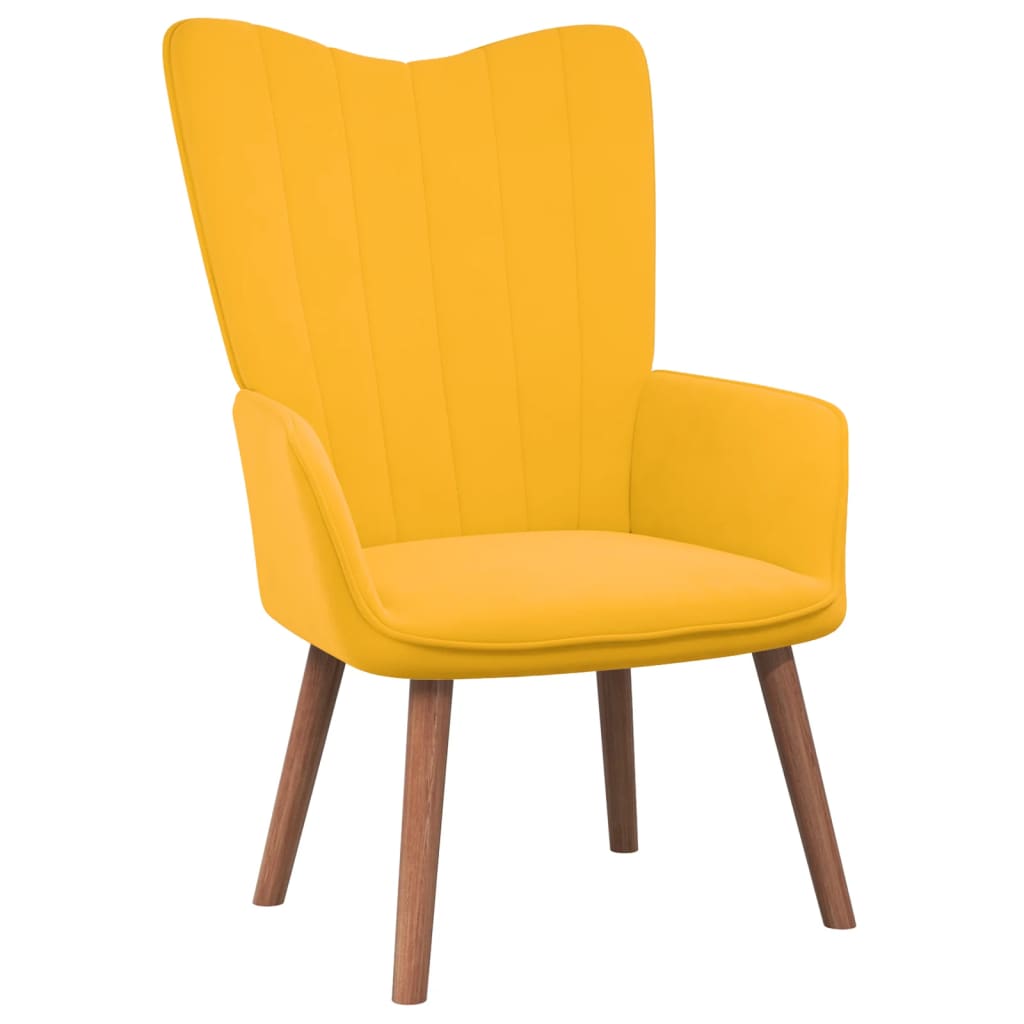 Chaise de relaxation avec repose-pied Jaune moutarde Velours Fauteuils vidaXL   