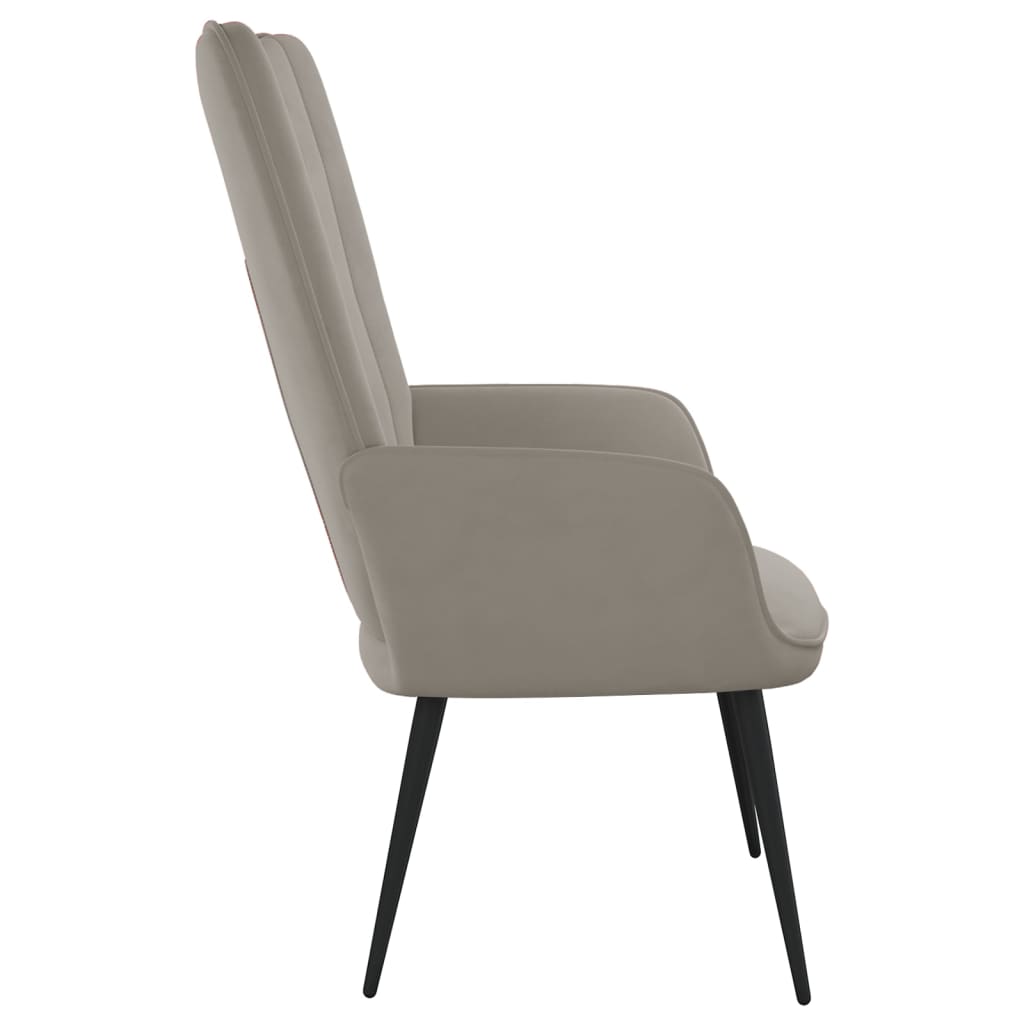 Chaise de relaxation Gris clair Velours Fauteuils vidaXL   