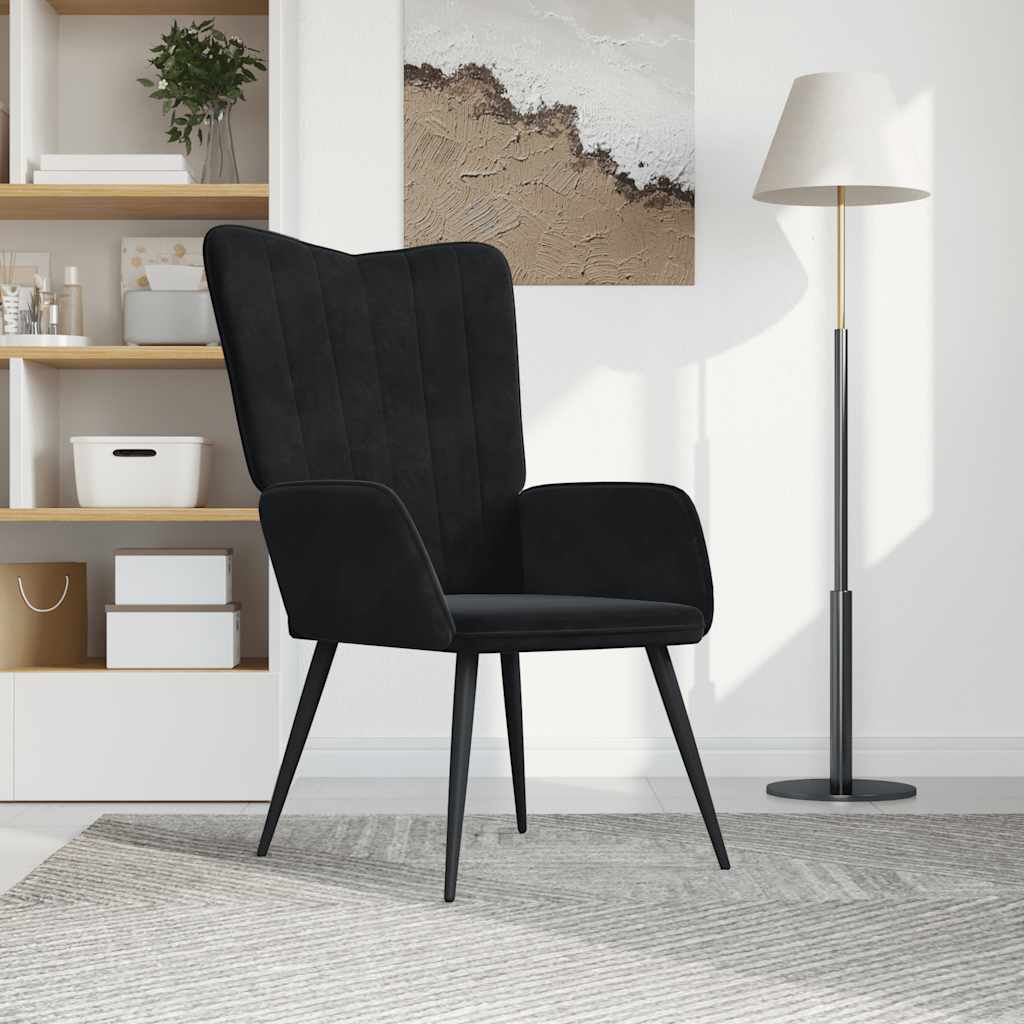 Chaise de relaxation Noir Velours Fauteuils vidaXL   