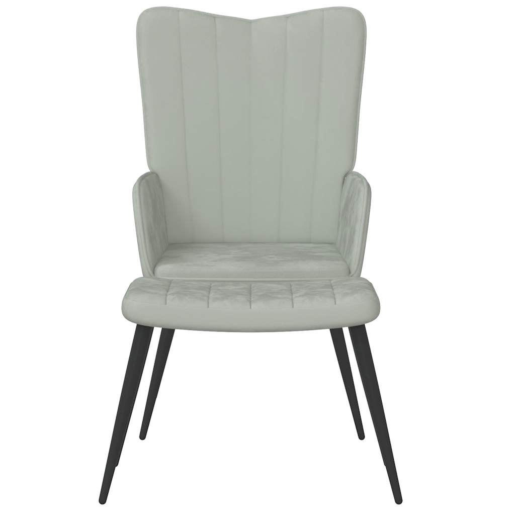 Chaise de relaxation avec repose-pied Gris clair Velours Fauteuils vidaXL   