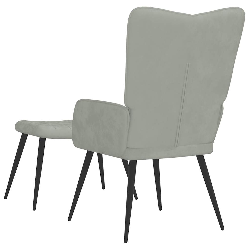 Chaise de relaxation avec repose-pied Gris clair Velours Fauteuils vidaXL   