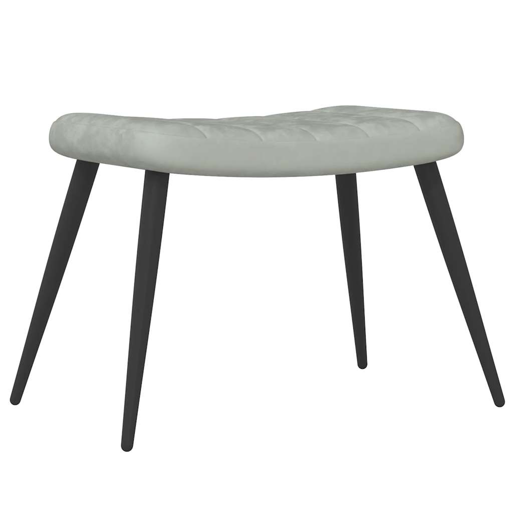 Chaise de relaxation avec repose-pied Gris clair Velours Fauteuils vidaXL   