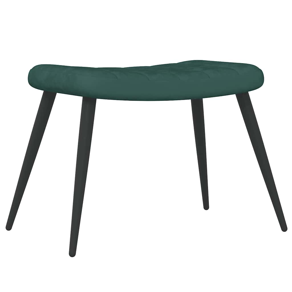 Chaise de relaxation avec tabouret Vert foncé Velours Fauteuils vidaXL   