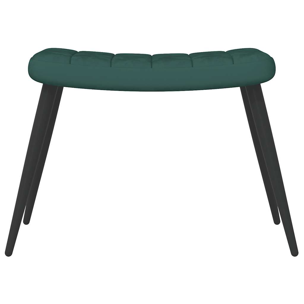 Chaise de relaxation avec tabouret Vert foncé Velours Fauteuils vidaXL   