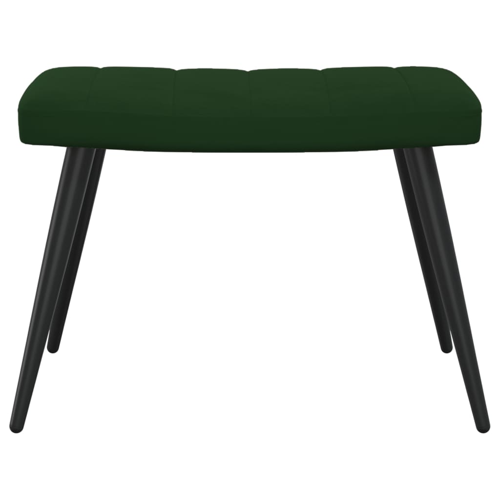 Chaise de relaxation avec tabouret Vert foncé Velours Fauteuils vidaXL   